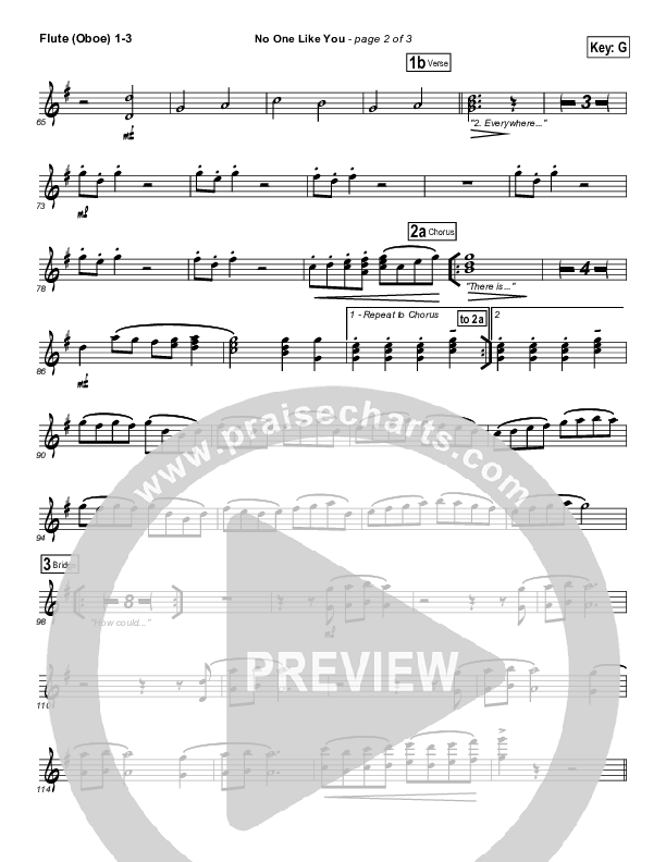 No One Like You Flute/Oboe 1/2/3 (David Crowder / Passion)