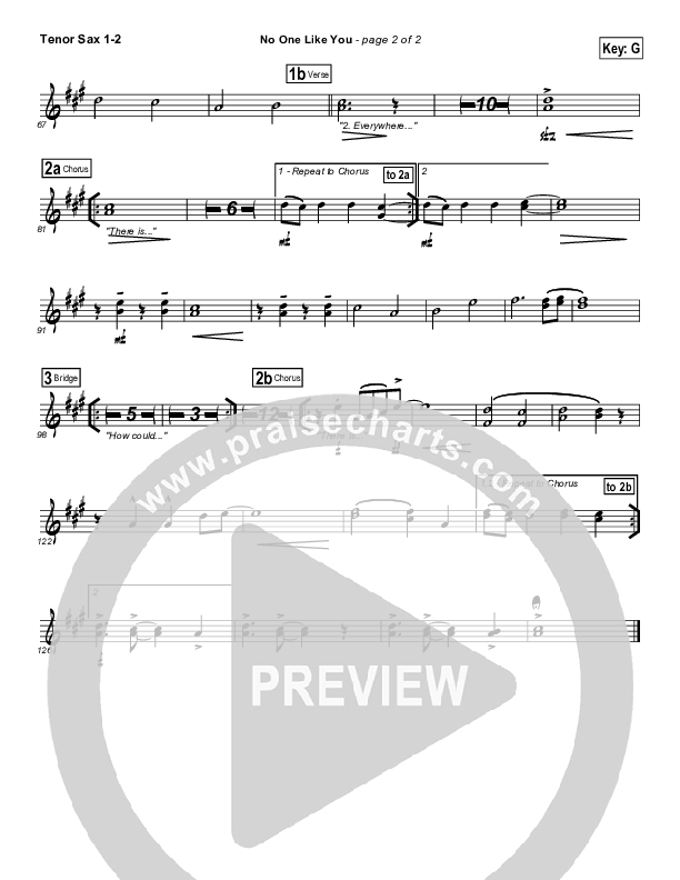 No One Like You Tenor Sax 1/2 (David Crowder / Passion)