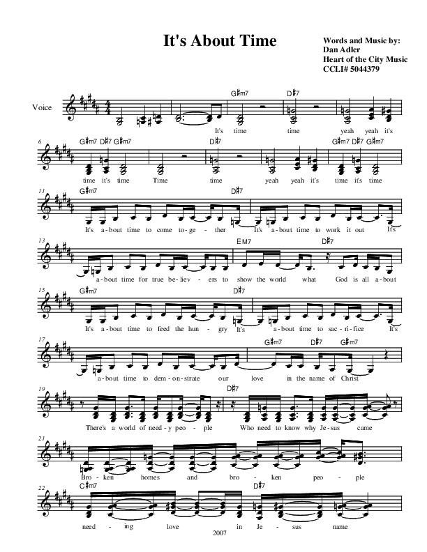 It's About Time Lead Sheet (SAT) (Heart Of The City)