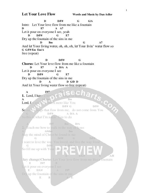 Let Your Love Flow Chord Chart (Heart Of The City)