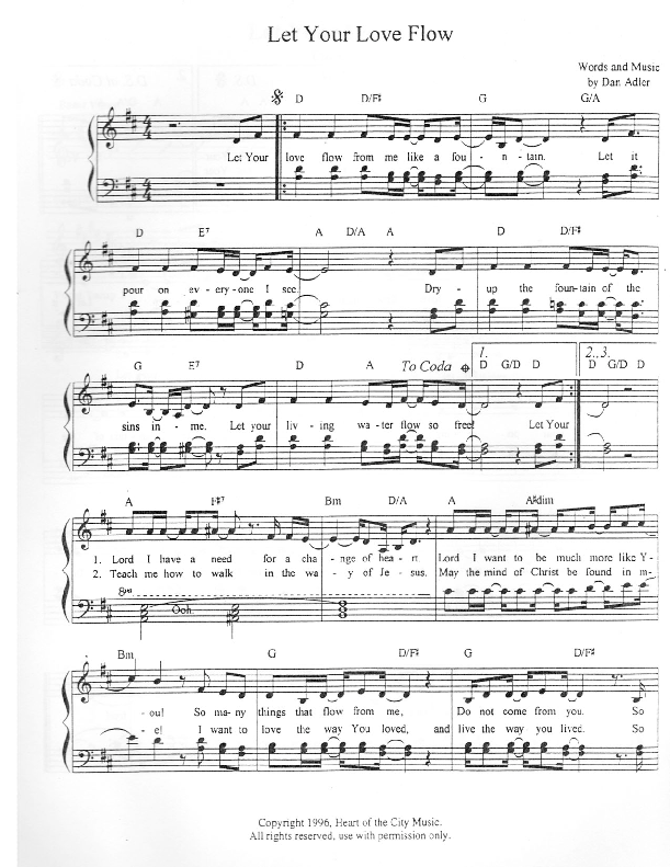 Let Your Love Flow Lead Sheet (Heart Of The City)
