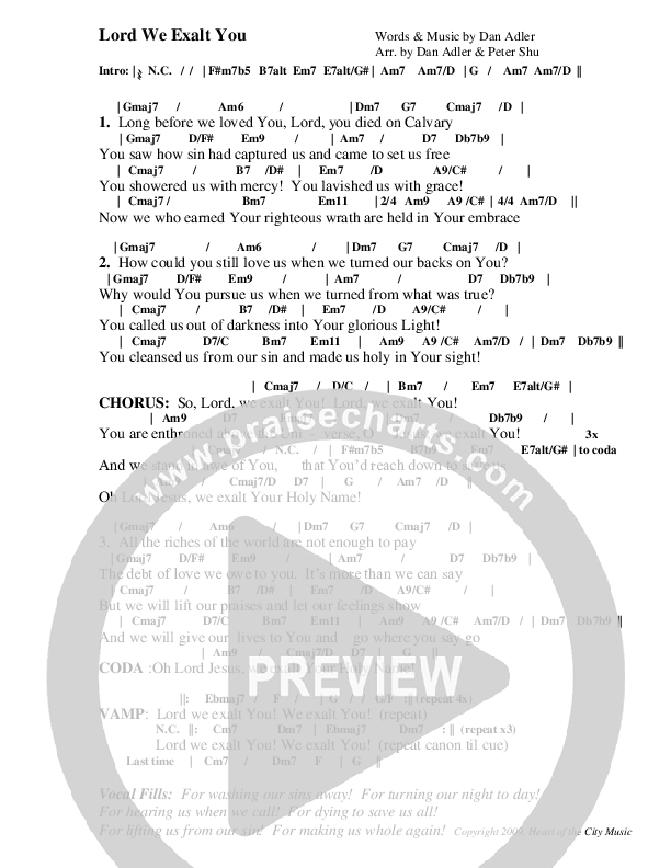 Lord We Exalt You Chord Chart (Heart Of The City)