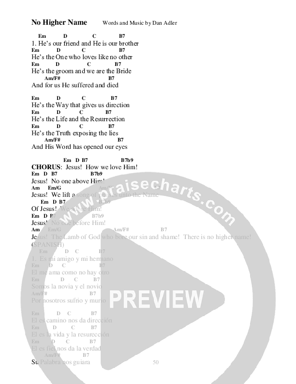 No Higher Name Chords & Lyrics (Heart Of The City)