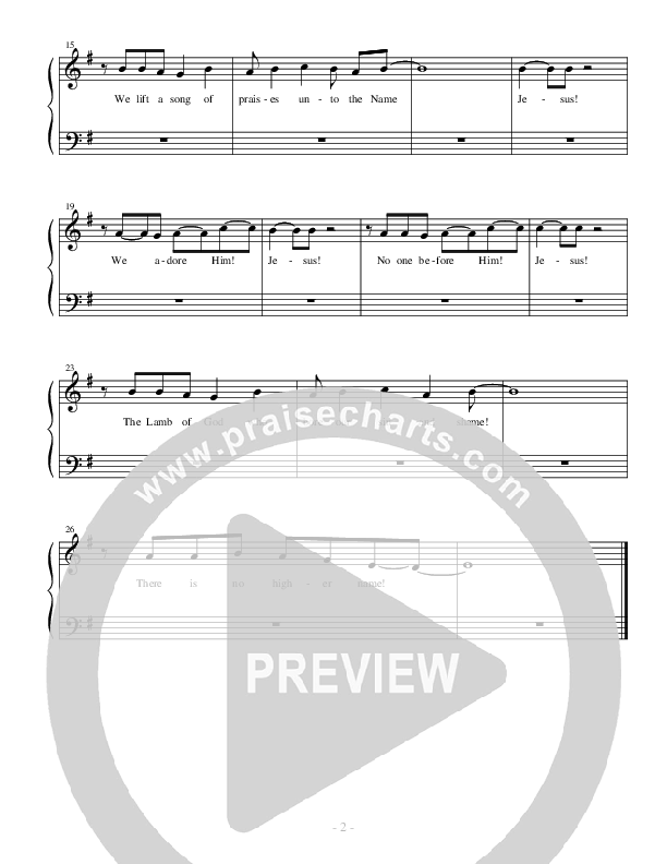 No Higher Name Piano Sheet (Heart Of The City)