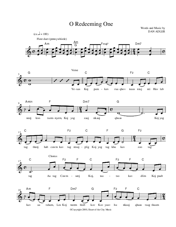 O Redeeming One Lead Sheet (Heart Of The City)