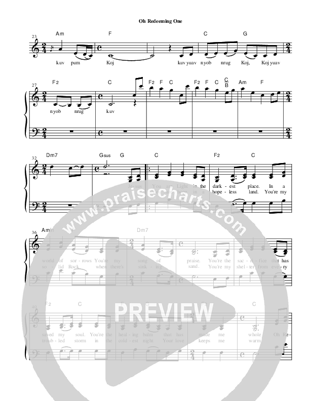 O Redeeming One Lead Sheet (Heart Of The City)