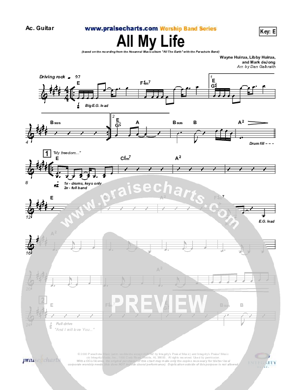 All My Life Rhythm Chart (Parachute Band)