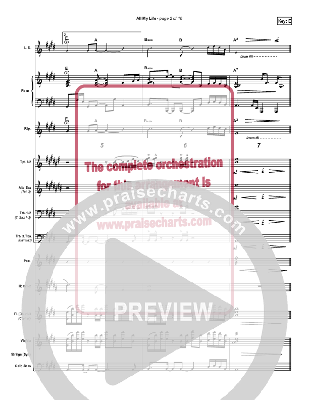 All My Life Conductor's Score (Parachute Band)