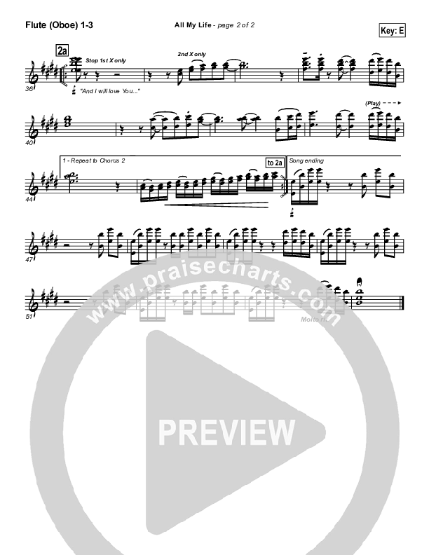 All My Life Flute/Oboe 1/2/3 (Parachute Band)