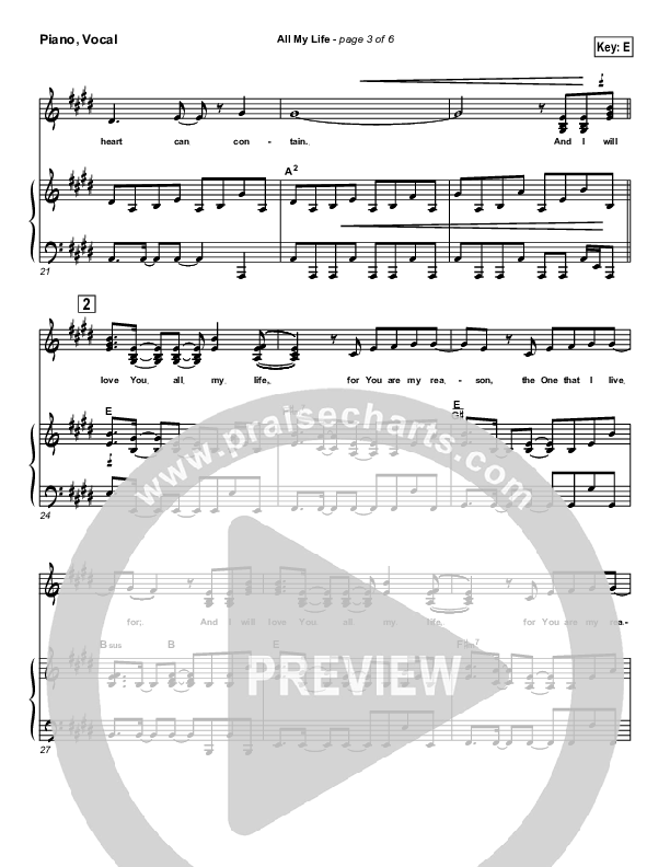 All My Life Lead & Piano (Parachute Band)