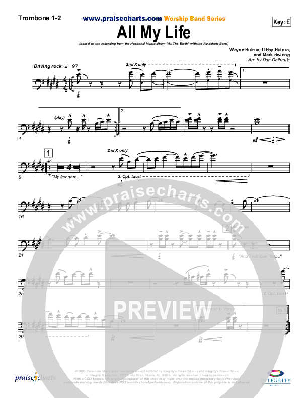 All My Life Trombone 1/2 (Parachute Band)