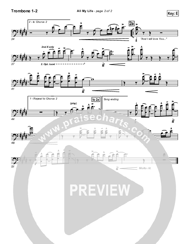 All My Life Trombone 1/2 (Parachute Band)