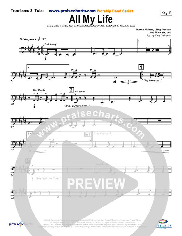 All My Life Trombone 3/Tuba (Parachute Band)