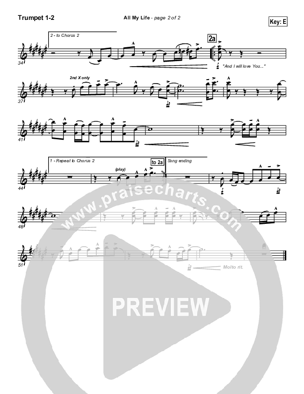 All My Life Trumpet 1,2 (Parachute Band)