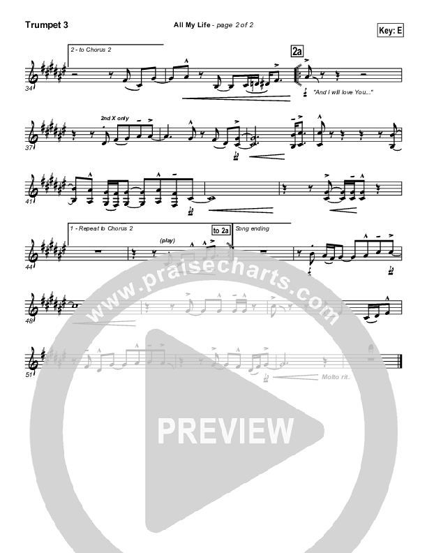 All My Life Trumpet 3 (Parachute Band)