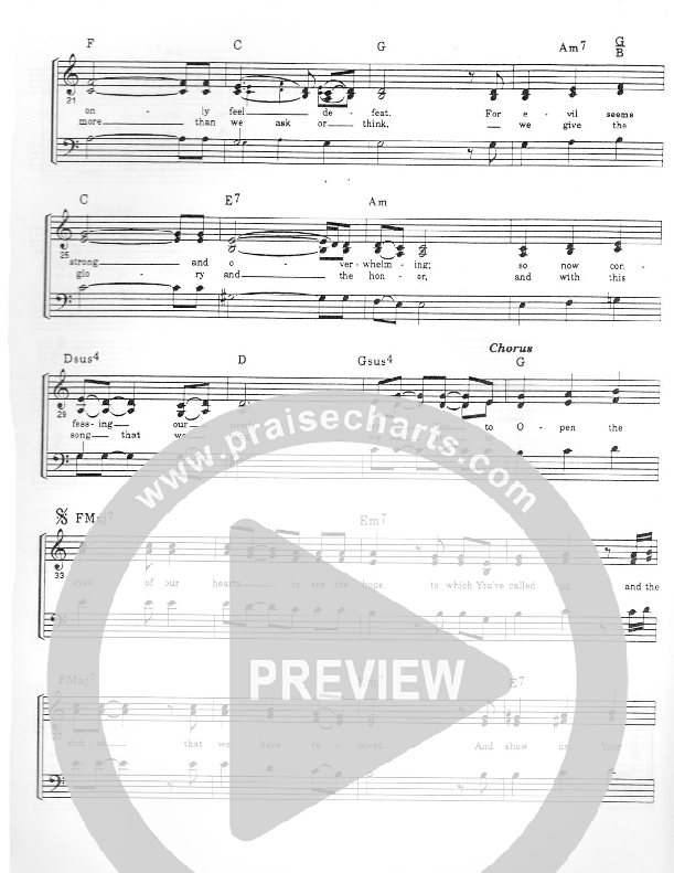 Open The Eyes Of Our Hearts Lead Sheet (Heart Of The City)