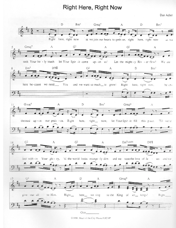 Right Here Right Now Lead Sheet (Heart Of The City)