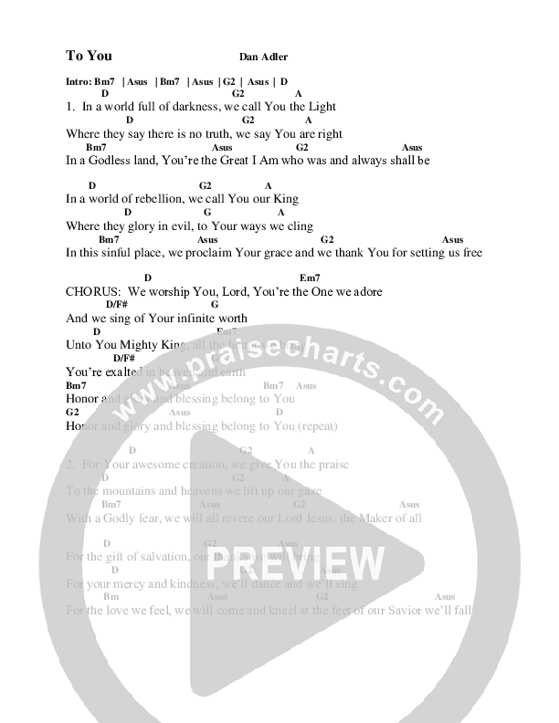 To You Chord Chart (Heart Of The City)