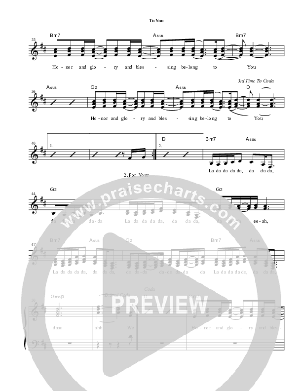 To You Lead Sheet (SAT) (Heart Of The City)