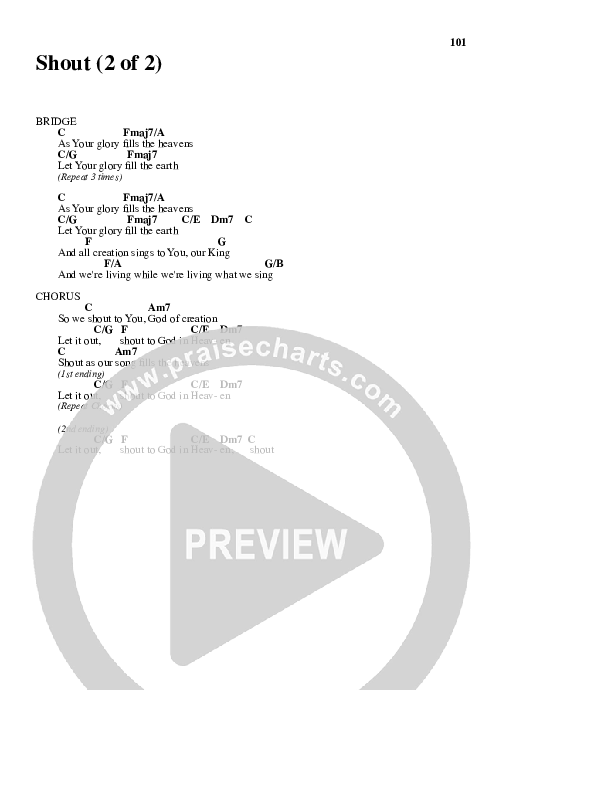 Shout Chord Chart (Parachute Band)