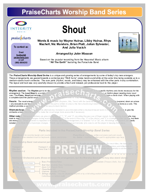 Shout Cover Sheet (Parachute Band)