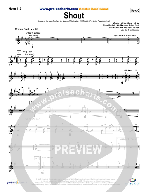 Shout French Horn 1/2 (Parachute Band)