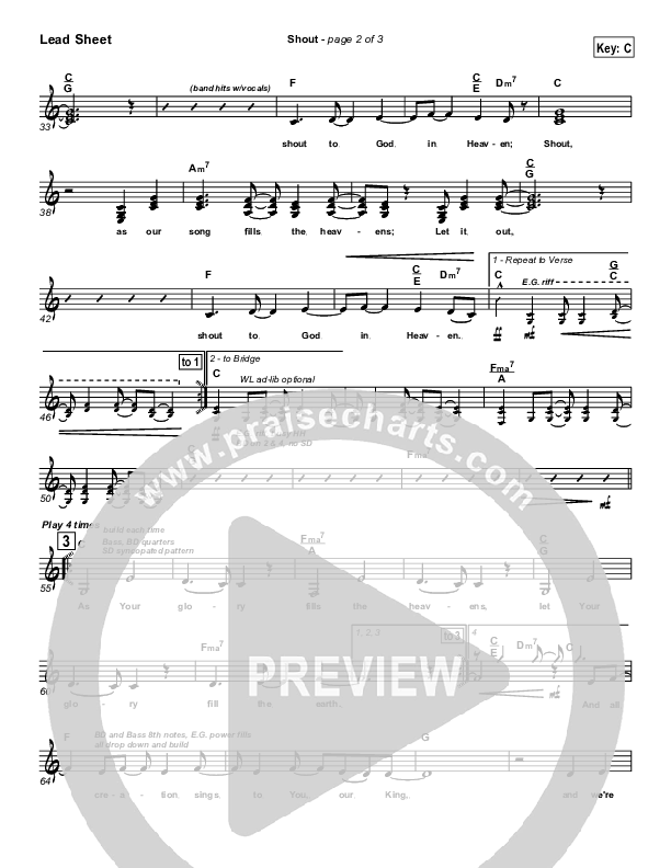 Shout Lead Sheet (Parachute Band)