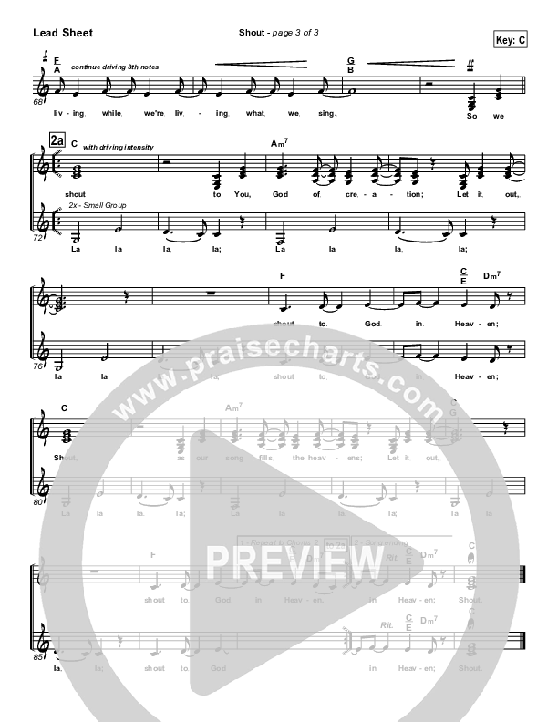 Shout Lead Sheet (Parachute Band)