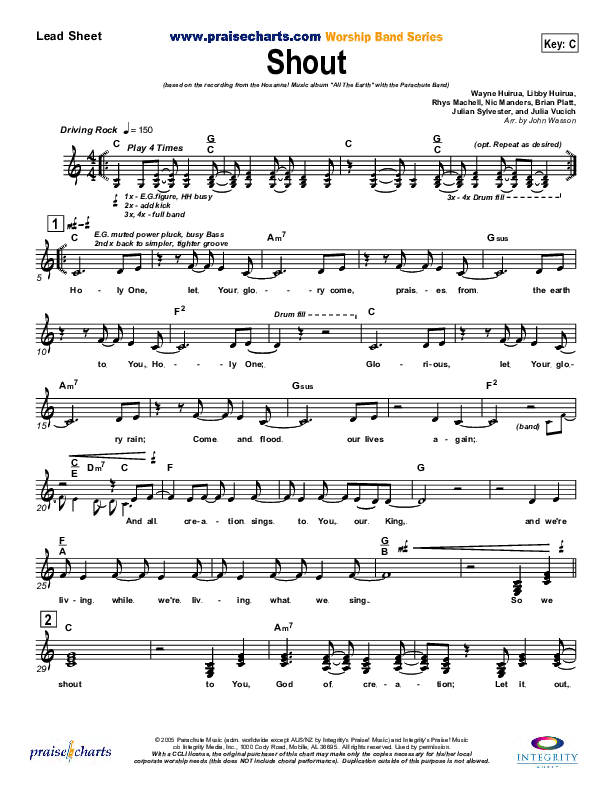 Shout Lead Sheet (SAT) (Parachute Band)