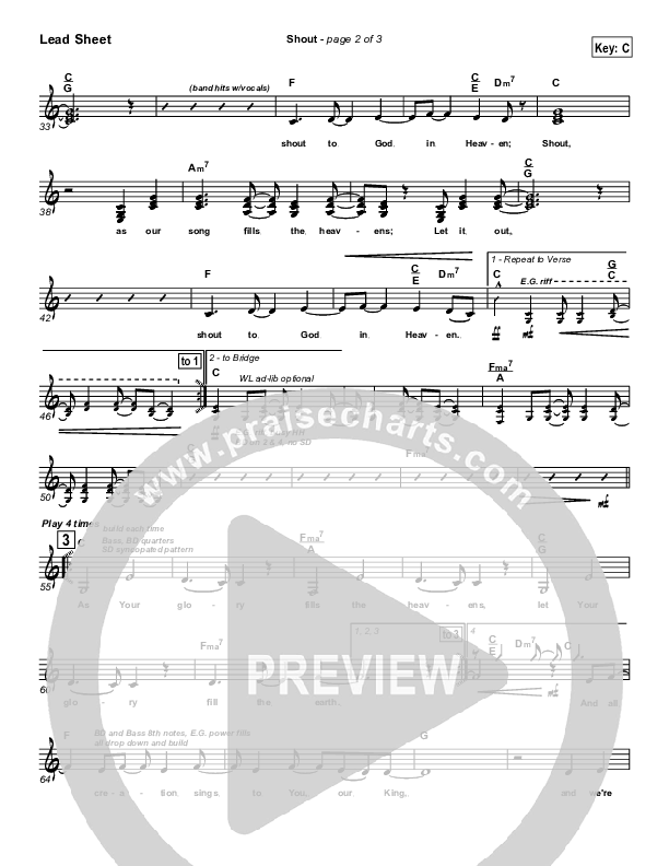 Shout Lead Sheet (SAT) (Parachute Band)