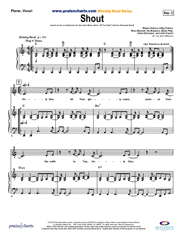 Shout Lead & Piano (Parachute Band)