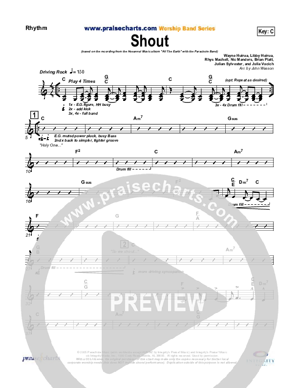 Shout Rhythm Chart (Parachute Band)