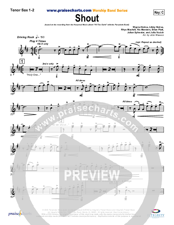 Shout Tenor Sax 1/2 (Parachute Band)