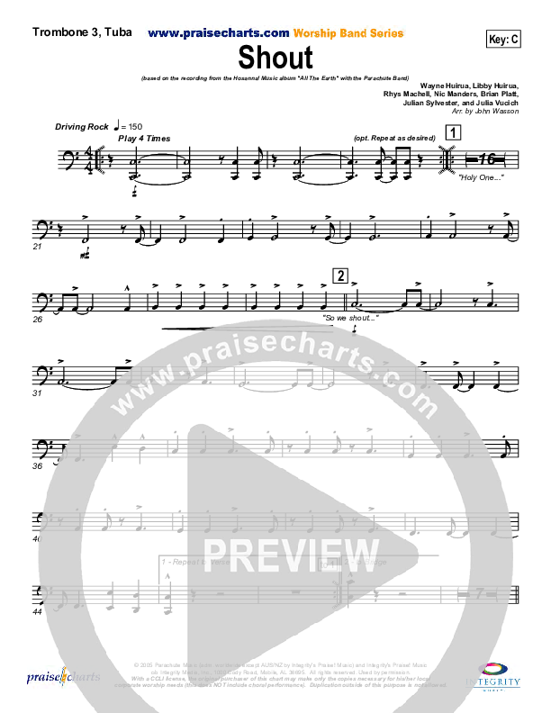 Shout Trombone 3/Tuba (Parachute Band)