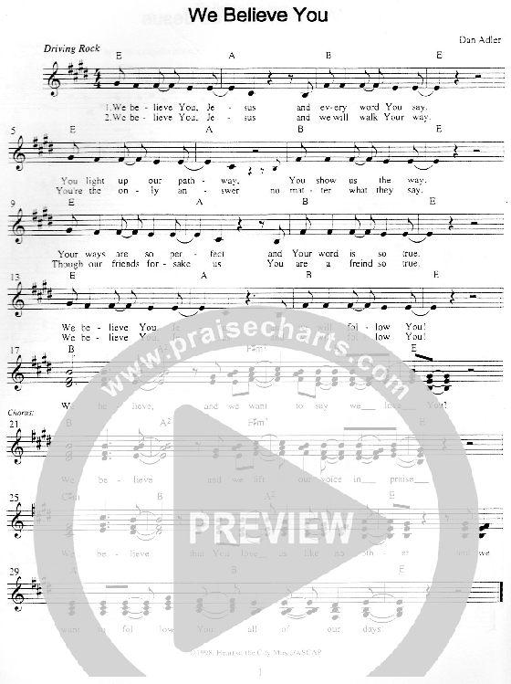 We Believe You Lead Sheet (Heart Of The City)