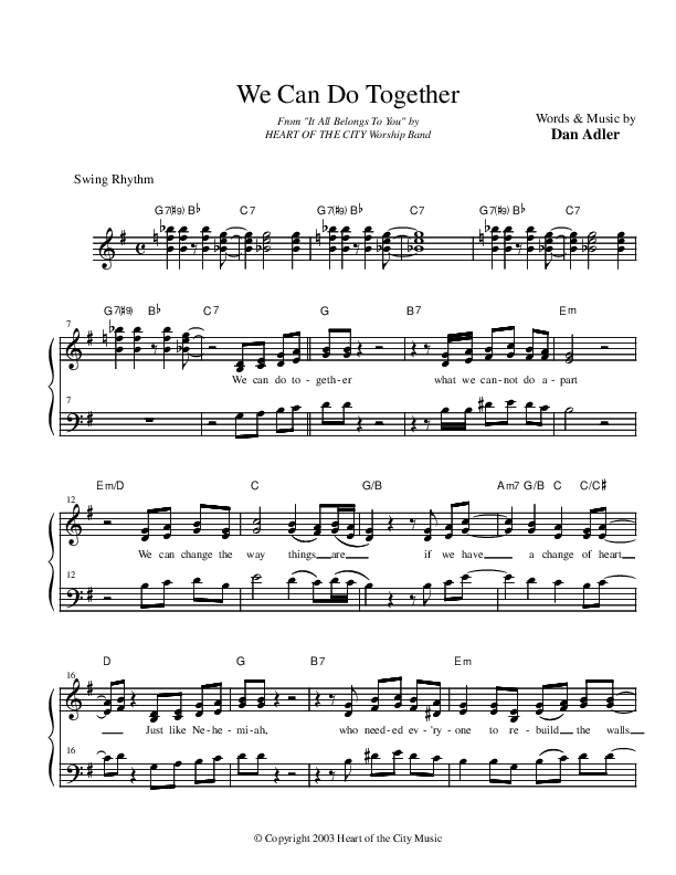 We Can Do Together Lead Sheet (Heart Of The City)