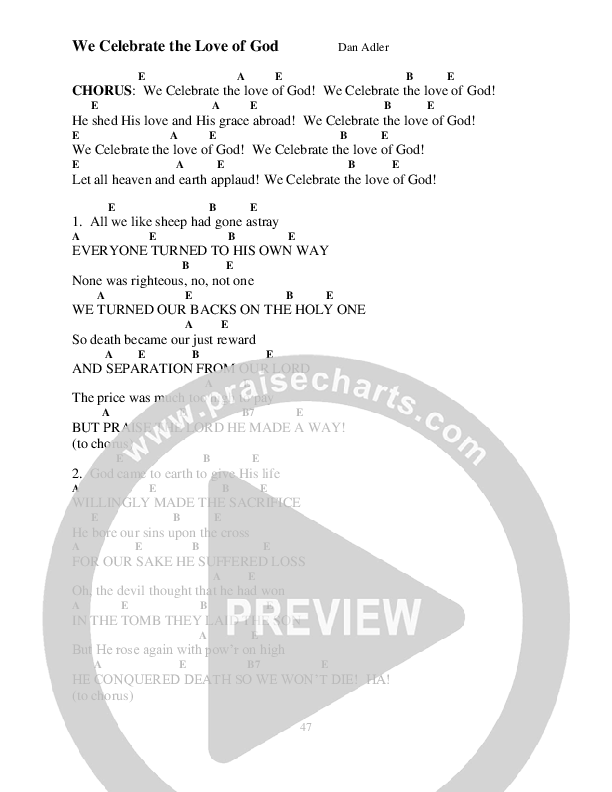 We Celebrate The Love Of God Chord Chart (Heart Of The City)