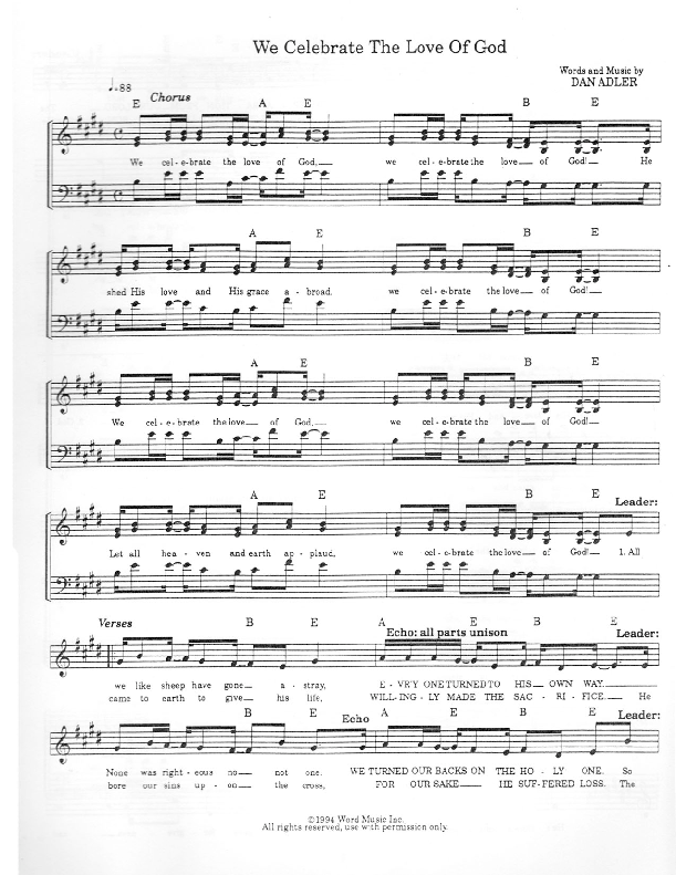 We Celebrate The Love Of God Lead Sheet (Heart Of The City)