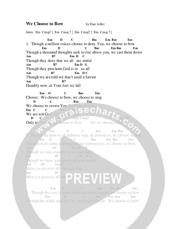 We Choose To Bow Chord Chart (Heart Of The City)