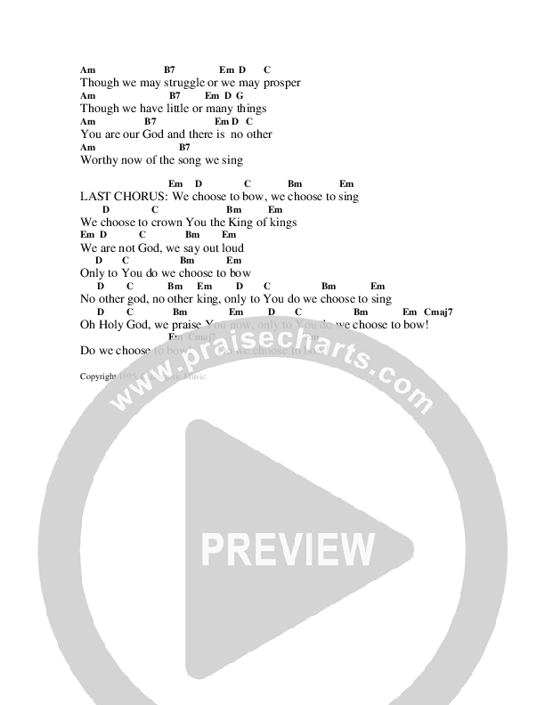 We Choose To Bow Chord Chart (Heart Of The City)