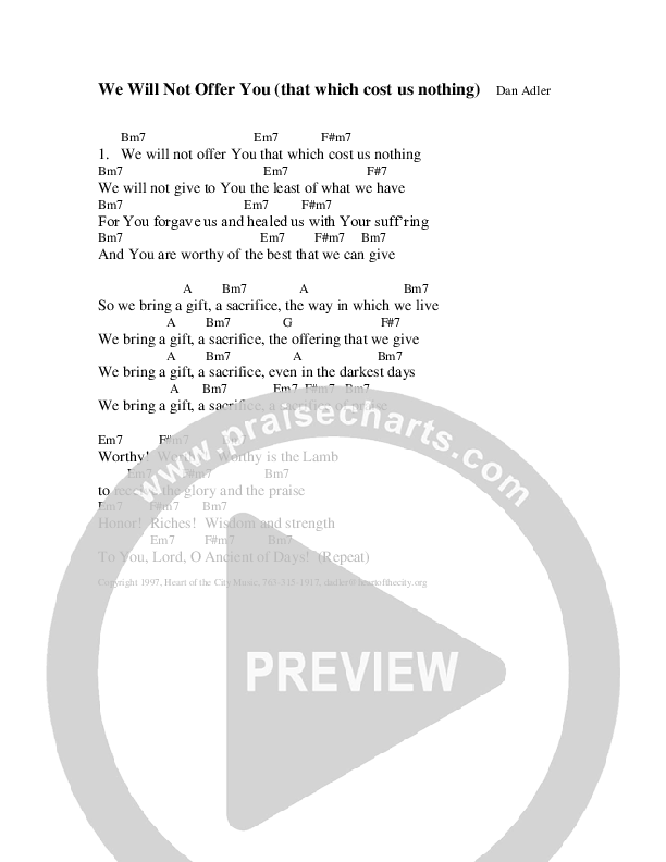 We Will Not Offer You Chord Chart (Heart Of The City)