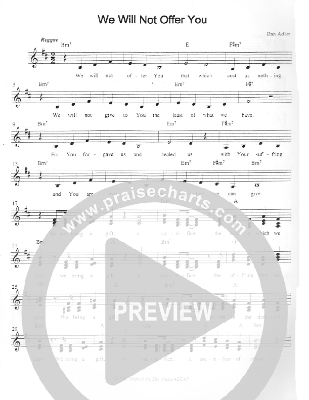 We Will Not Offer You Lead Sheet (SAT) (Heart Of The City)