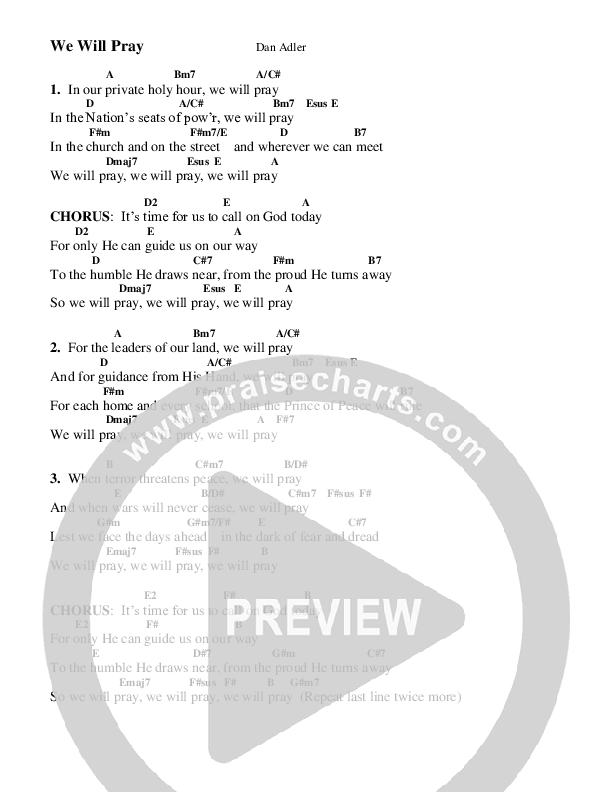 We Will Pray Chord Chart (Heart Of The City)