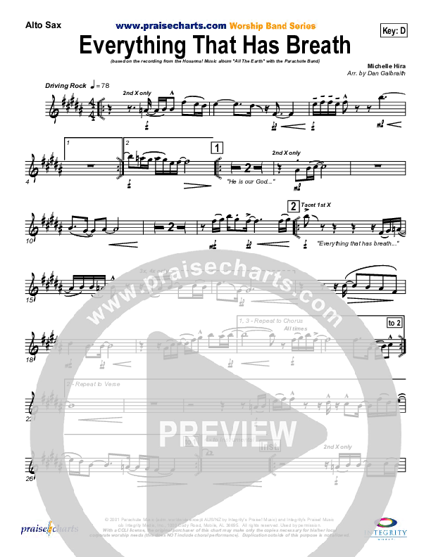 Everything That Has Breath Alto Sax (Parachute Band)