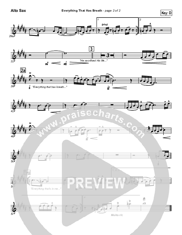 Everything That Has Breath Alto Sax (Parachute Band)