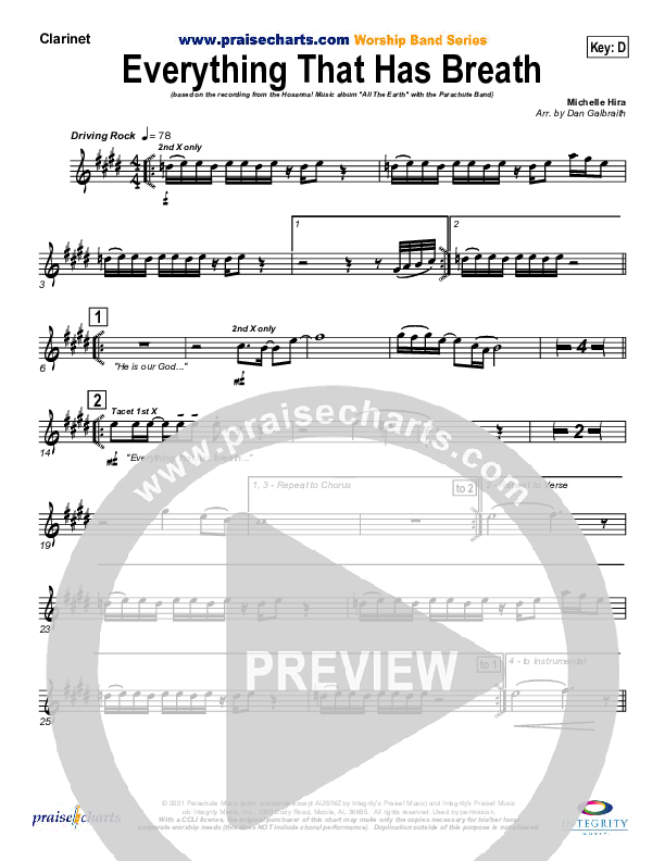 Everything That Has Breath Clarinet (Parachute Band)