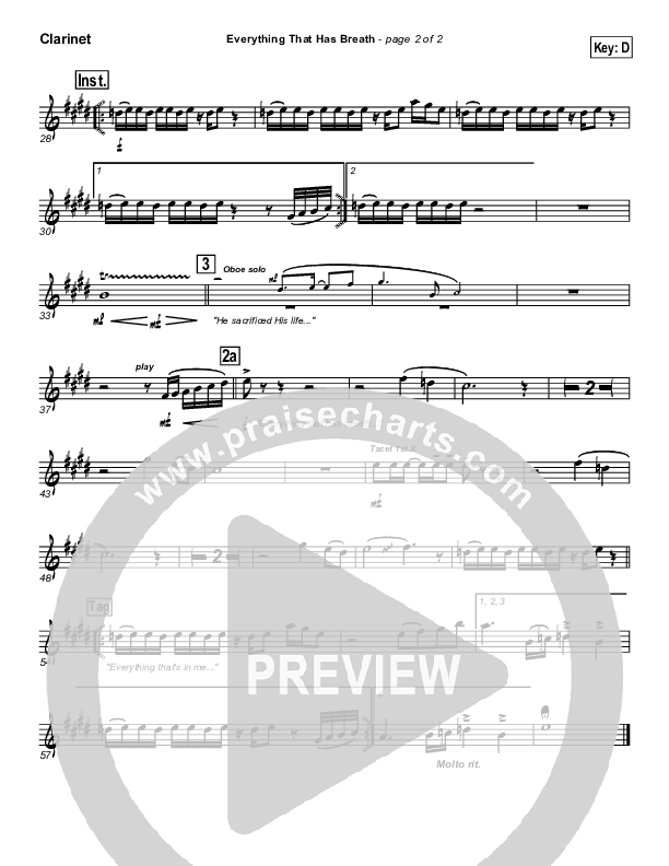 Everything That Has Breath Clarinet (Parachute Band)