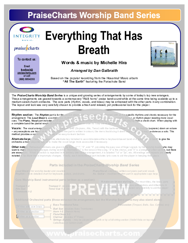 Everything That Has Breath Cover Sheet (Parachute Band)