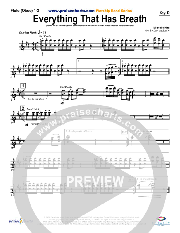 Everything That Has Breath Flute/Oboe 1/2/3 (Parachute Band)