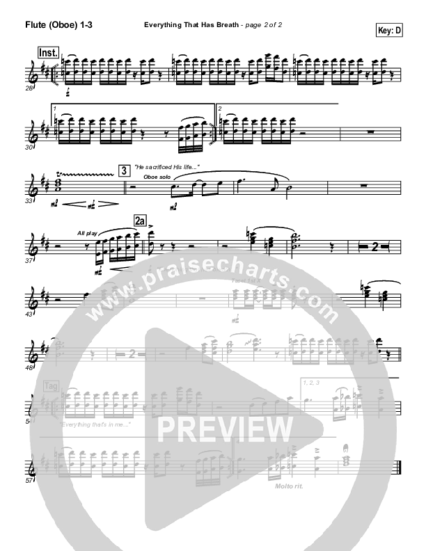 Everything That Has Breath Flute/Oboe 1/2/3 (Parachute Band)